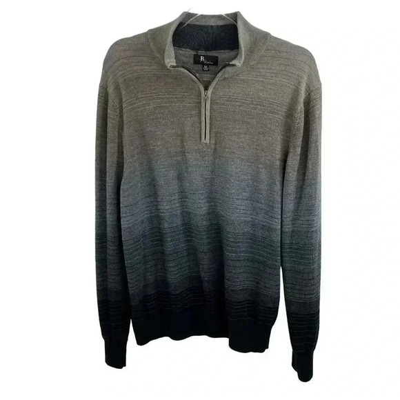 JR Collection NEW 100% Extra Fine Merino Wool Mens XL 1/4 Zip Ombre Sweater - Picture 4 of 16